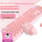 Pink Mechanical Keyboard And Mouse Set