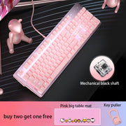 Pink Mechanical Keyboard And Mouse Set