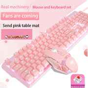 Pink Mechanical Keyboard And Mouse Set