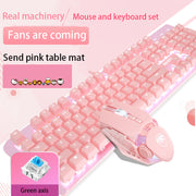 Pink Mechanical Keyboard And Mouse Set